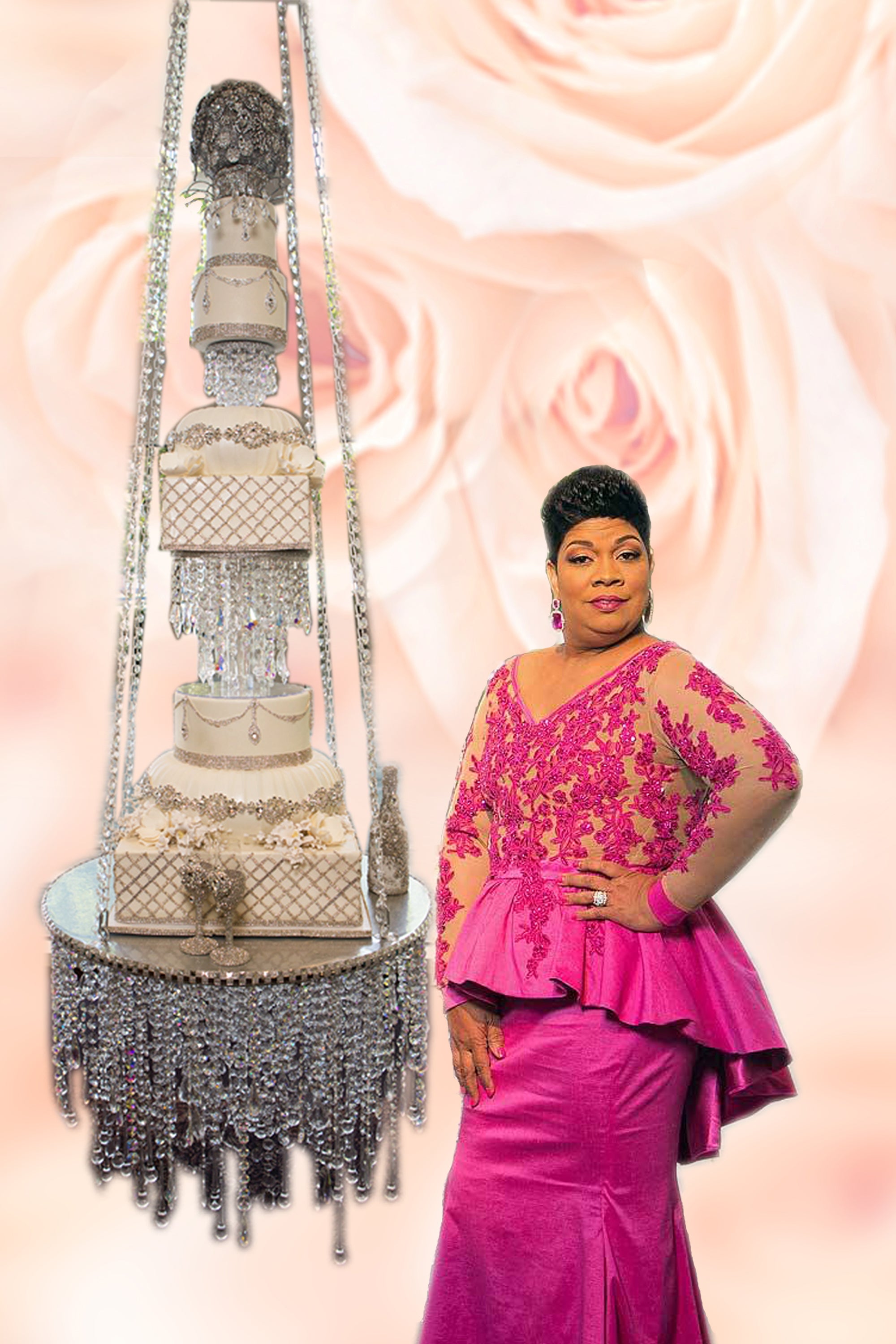 Mom Bakes Bride Over the Top Chandelier Cake That Goes Viral
